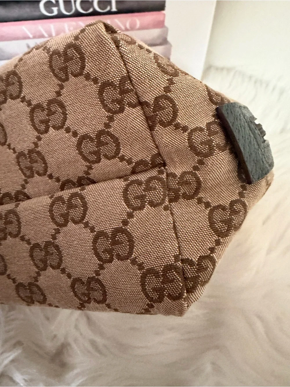 Gucci Brown GG Canvas Mini Boston Style Top-Handle Bag.